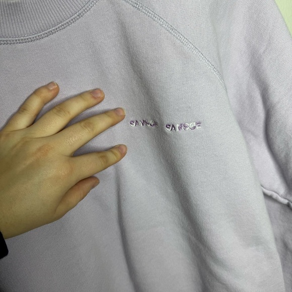 Samsøe Samsøe Gitta Crewneck in Orchid Purple Logo Long Sleeve Sweatshirt - Picture 8 of 11